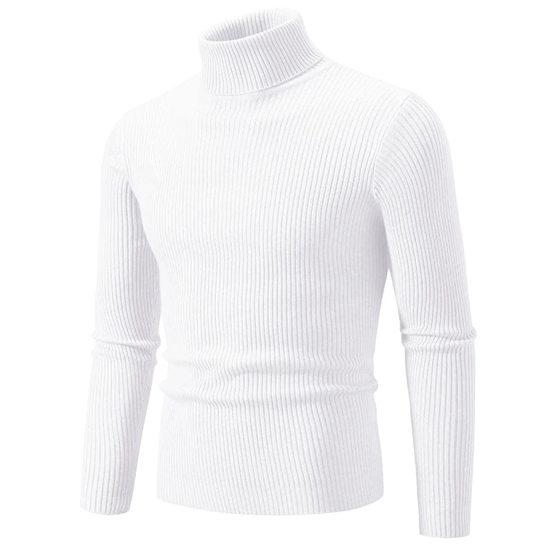 Otoño Invierno, suéter de cuello alto ajustado para hombr...