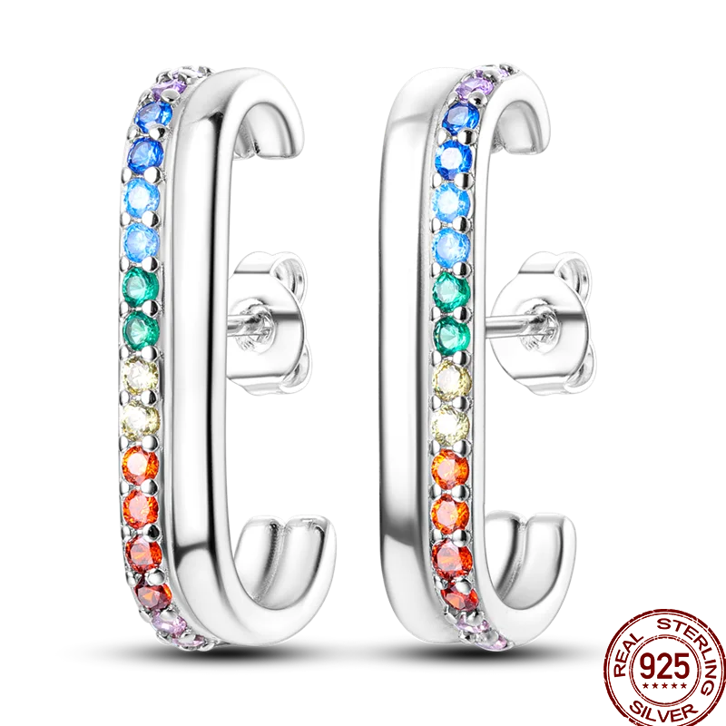 Pendientes Plata de Ley 925 coloridos pendientes de circó...