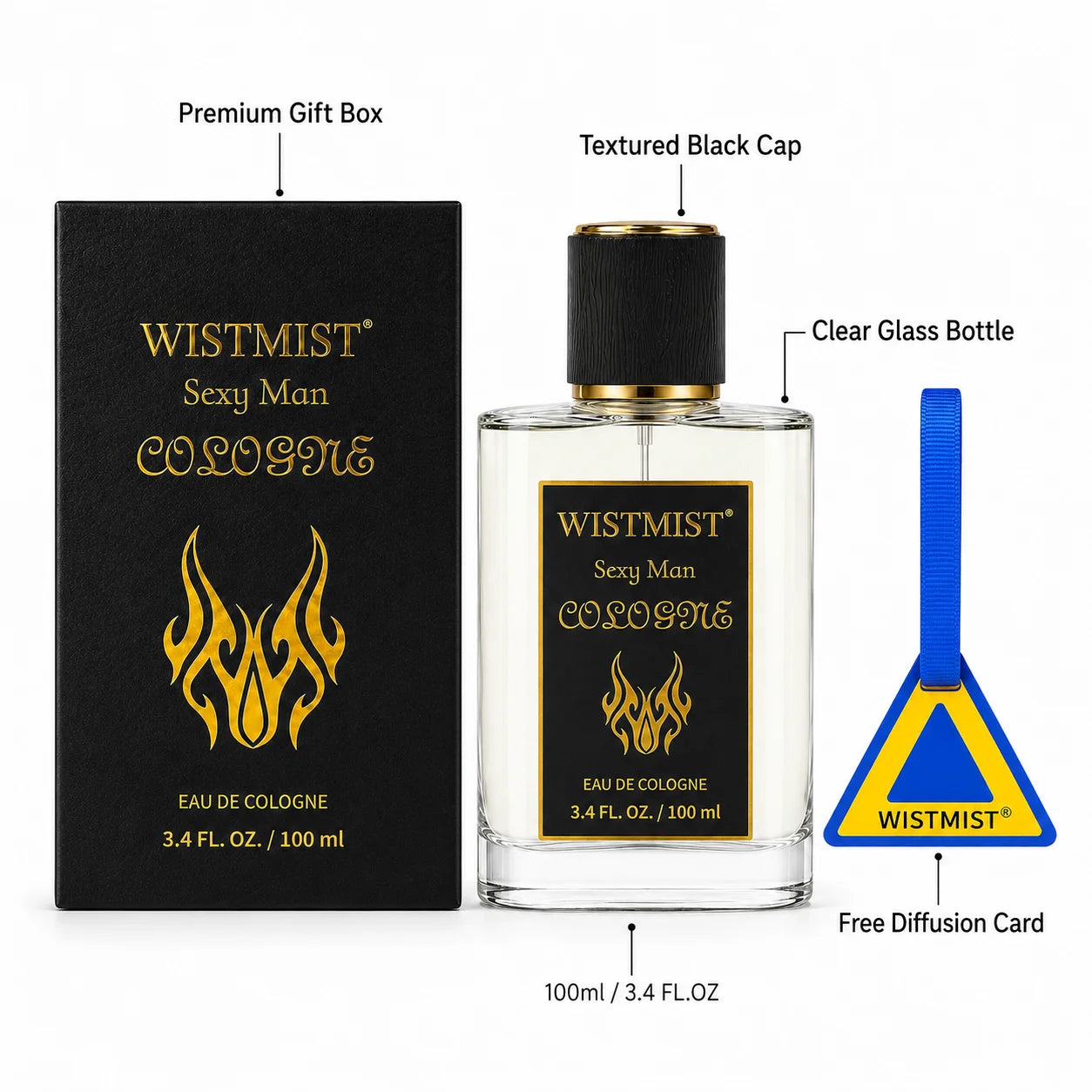 WISTMIST Colonia Sexy para Hombre 100ml, Eau de Cologne e...