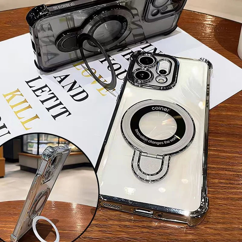 Funda transparente con soporte magnético a prueba de golp...
