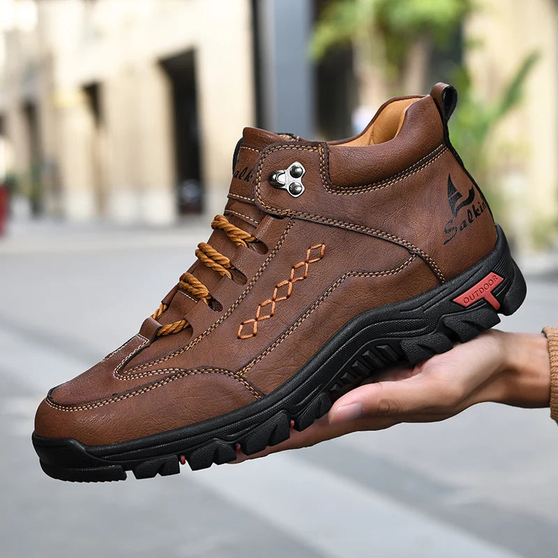 Botas altas de moda con punta redonda para hombre, zapato...