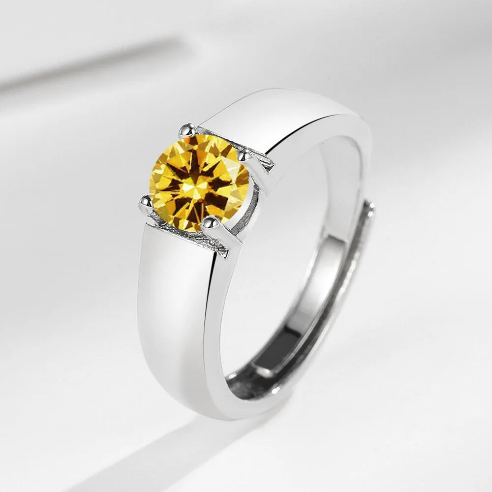 Anillo de Plata de Ley 925 con Moissanita para Hombre, Co...