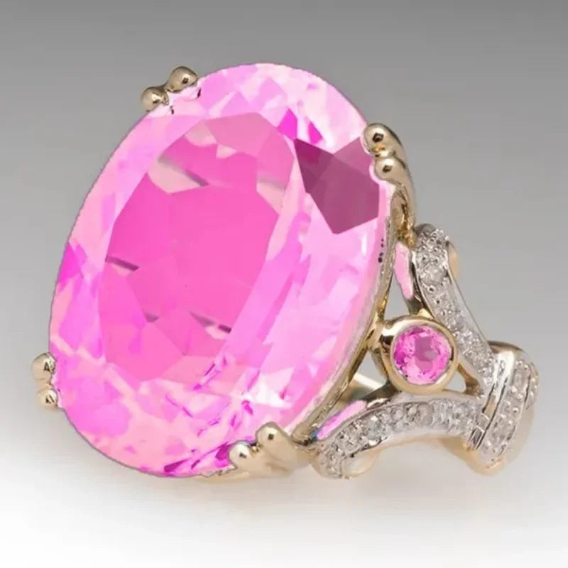 Exquisitos anillos ovalados con incrustaciones de circón ...