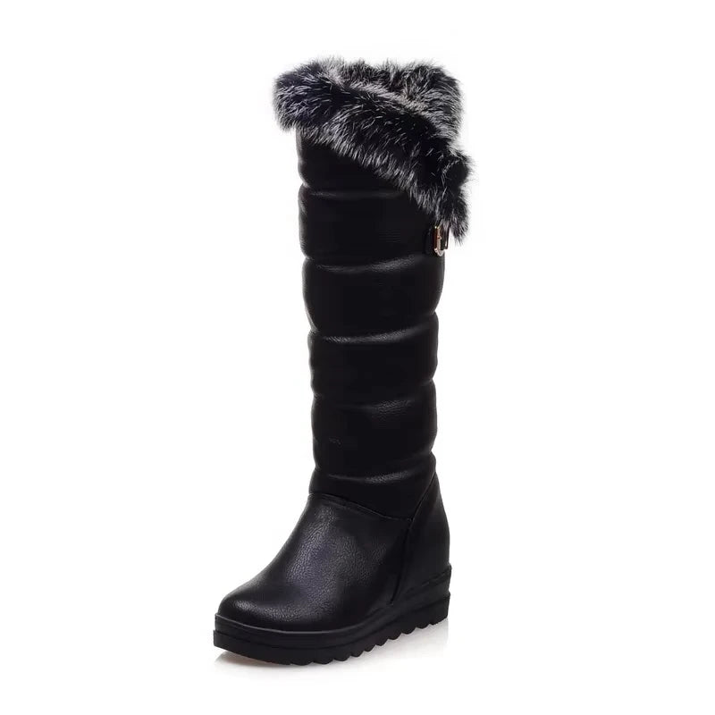Botas de nieve hasta la rodilla de felpa de piel cálida p...
