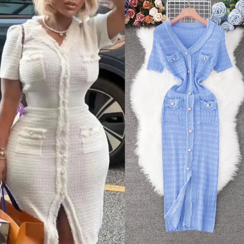 YuooMuoo 2026 recién llegado, vestido largo tejido para m...