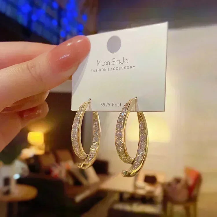 Nuevos pendientes cuadrados de circonita de cristal marró...