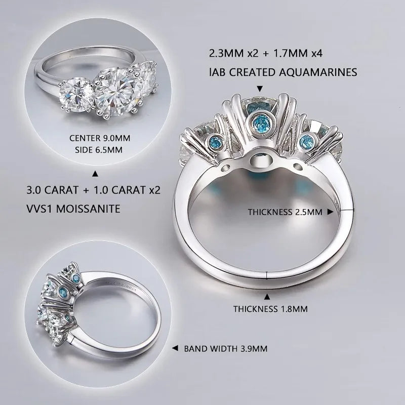Anillo de plata S925 con incrustaciones de moissanita de ...