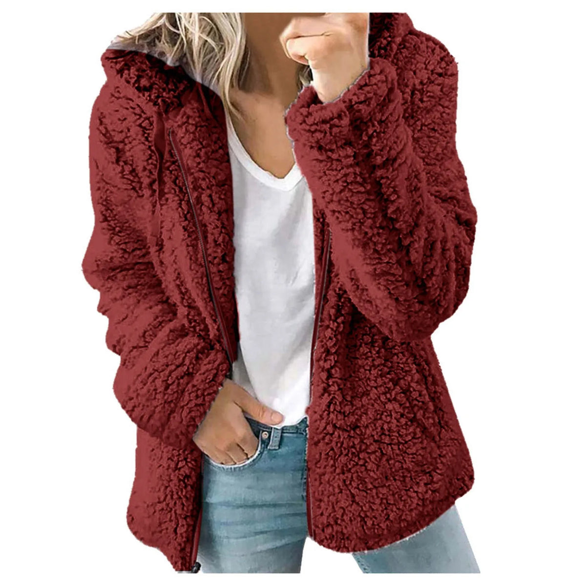Nuevo Abrigo grueso con capucha y cremallera para mujer, ...