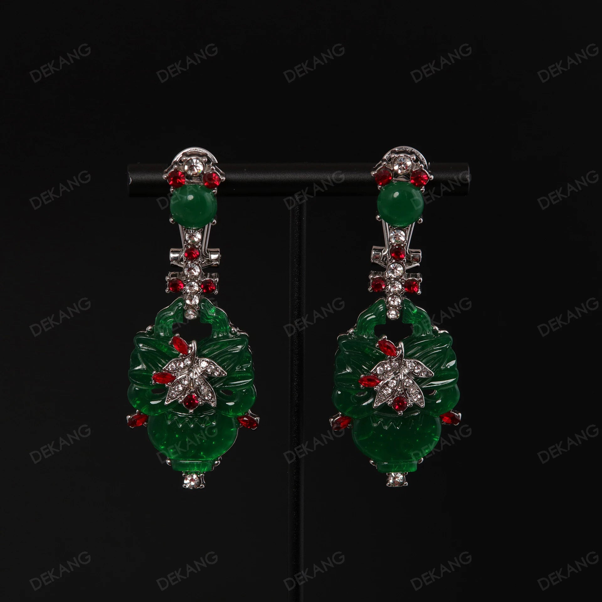 Pendientes de color verde esmeralda de estilo chino nuevo...