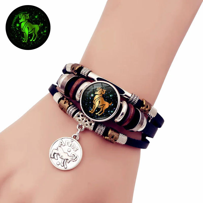 Pulsera luminosa Vintage de 12 constelaciones para hombre...
