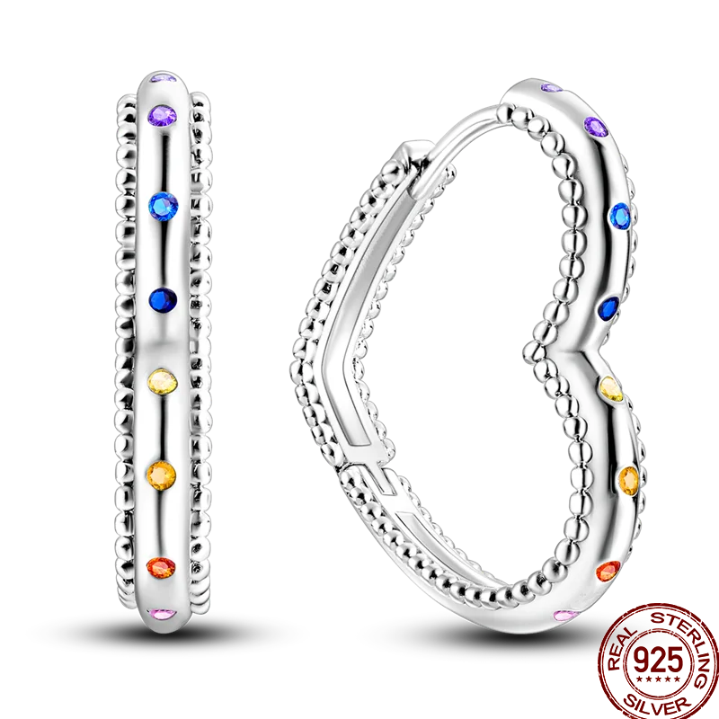 Pendientes Plata de Ley 925 coloridos pendientes de circó...