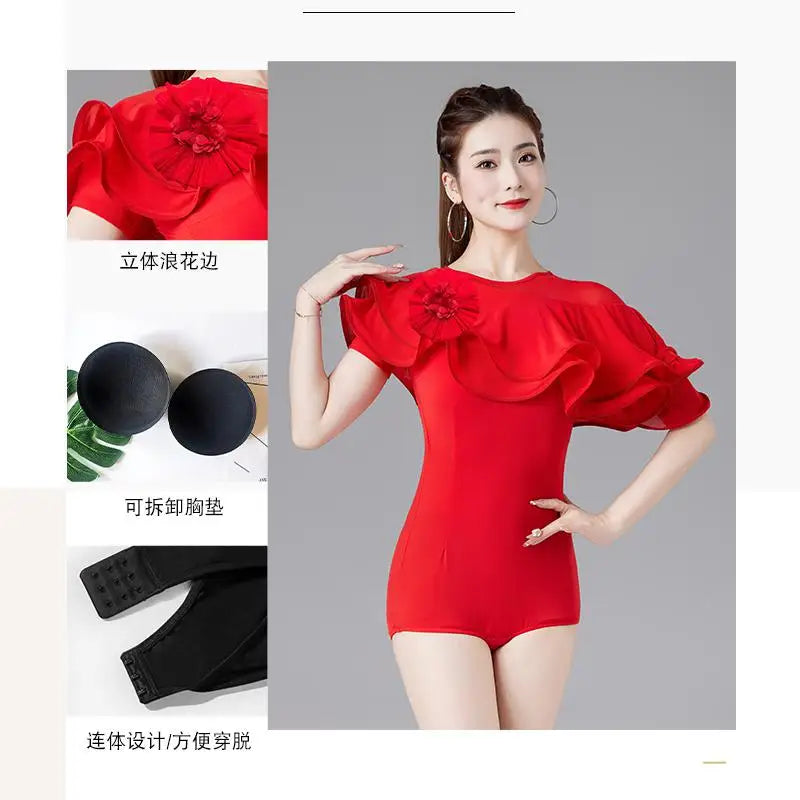 Modern women's dance leotard by Corporación Turística, featuring sleek design perfect for ballet and dance practice.
