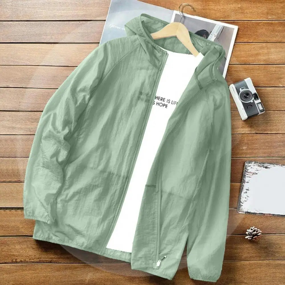 Breathable sun protection jacket with umbrella feature by Corporación Turística, designed for outdoor shade and lightweight coverage.