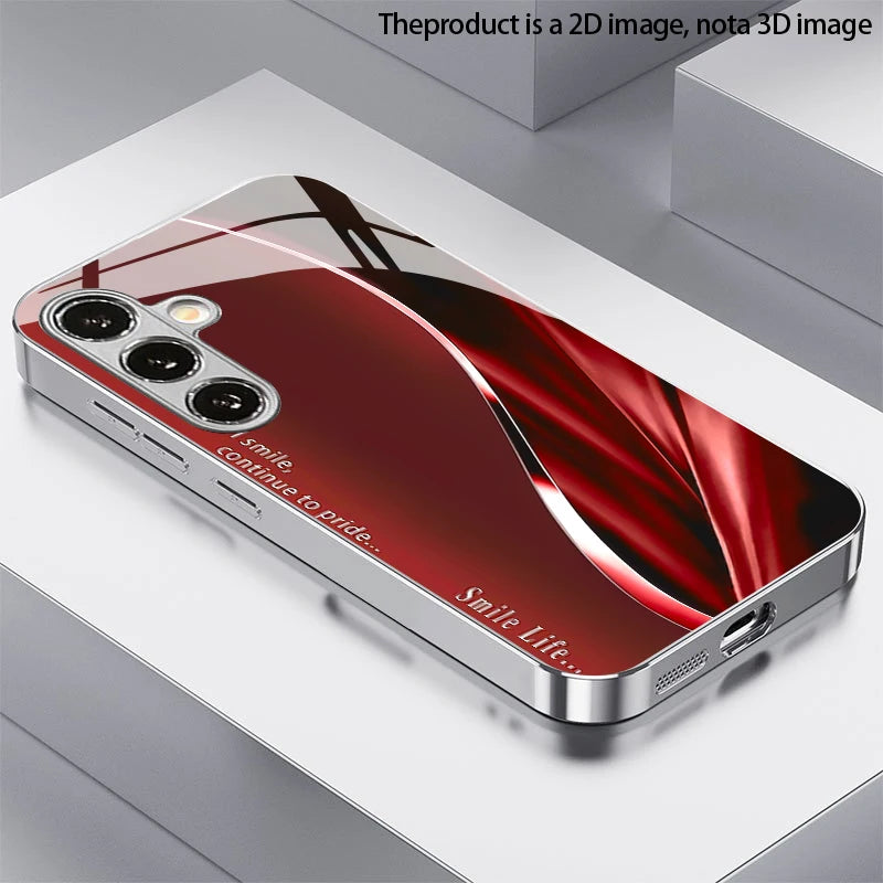 Red satin-patterned 2D phone case for Samsung smartphones, featuring smooth fabric design by Corporación Turística.