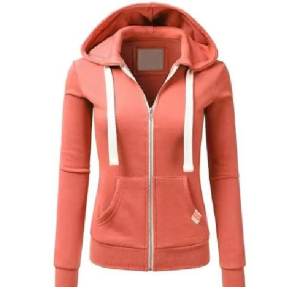Casual urban women's hoodie sweatshirt in black, with a relaxed fit and hood, from Corporación Turística.