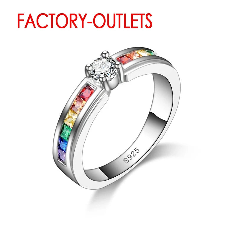 Anillo de Plata de Ley 925, joyería de moda, circonita cú...