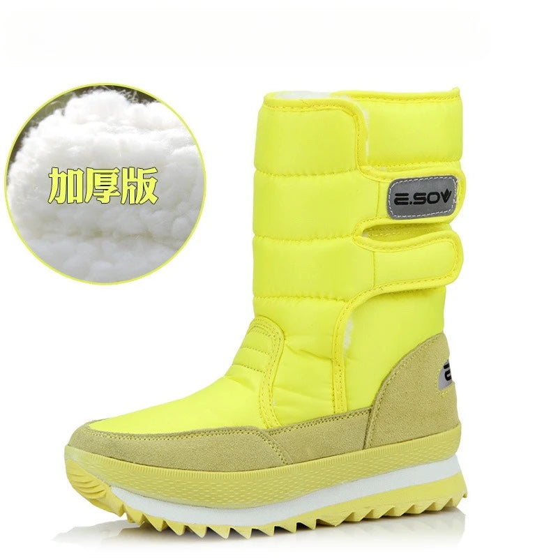 Botas de nieve gruesas de invierno para mujer, botas cáli...