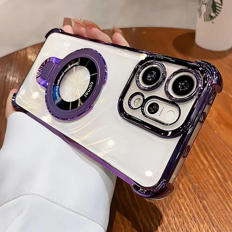 Funda transparente con soporte magnético a prueba de golp...