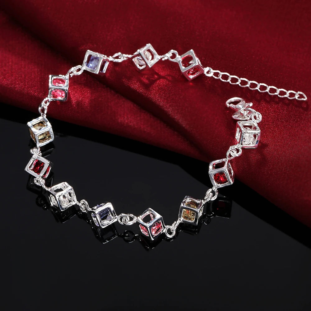 Pulseras finas de celosía de circón de Plata de Ley 925 p...