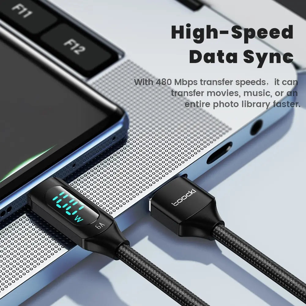 Cable USB-C Toocki 100W Carga Rápida para Huawei, Samsung