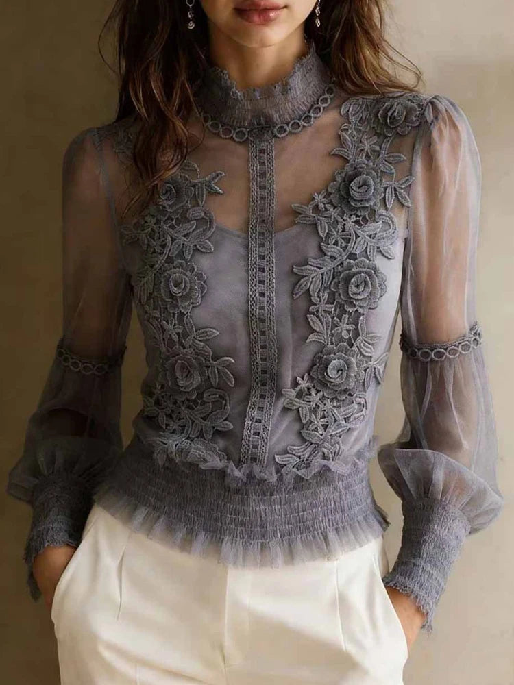 Blusa Elegante de Color Sólido para Primavera/Verano, Blu...