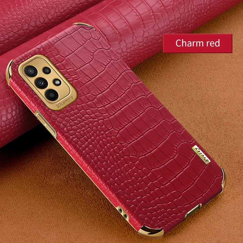 Leather crocodile pattern phone case for Samsung Galaxy, stylish protective cover by Corporación Turística.