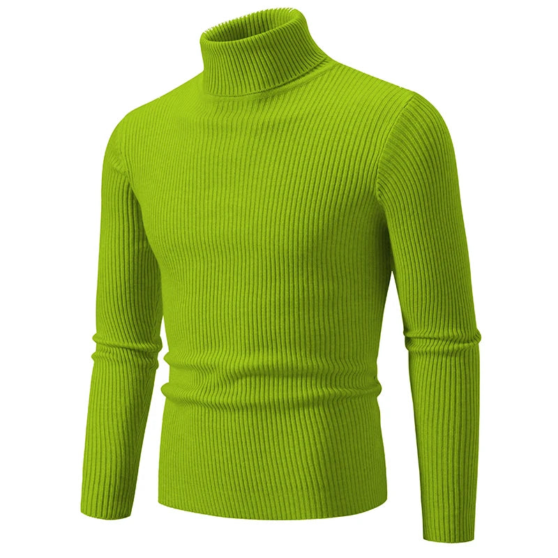 Otoño Invierno, suéter de cuello alto ajustado para hombr...