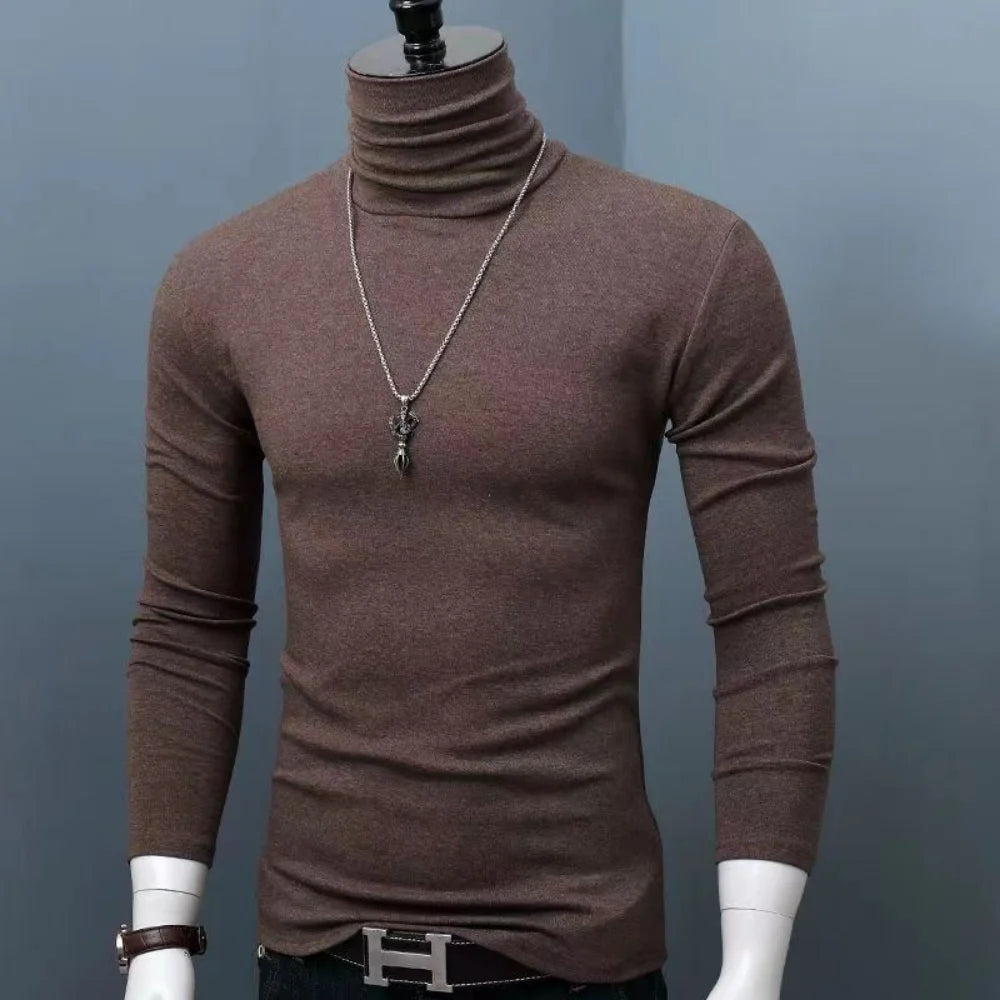 Suéter Cuello Alto Hombre Modal Ajustado Casual Invierno