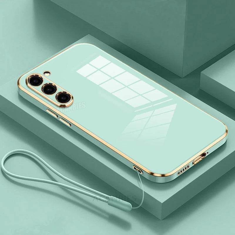 Silicone phone case for Samsung Galaxy S23, S22, S21, and S24 by Corporación Turística, showing flexible, protective material.