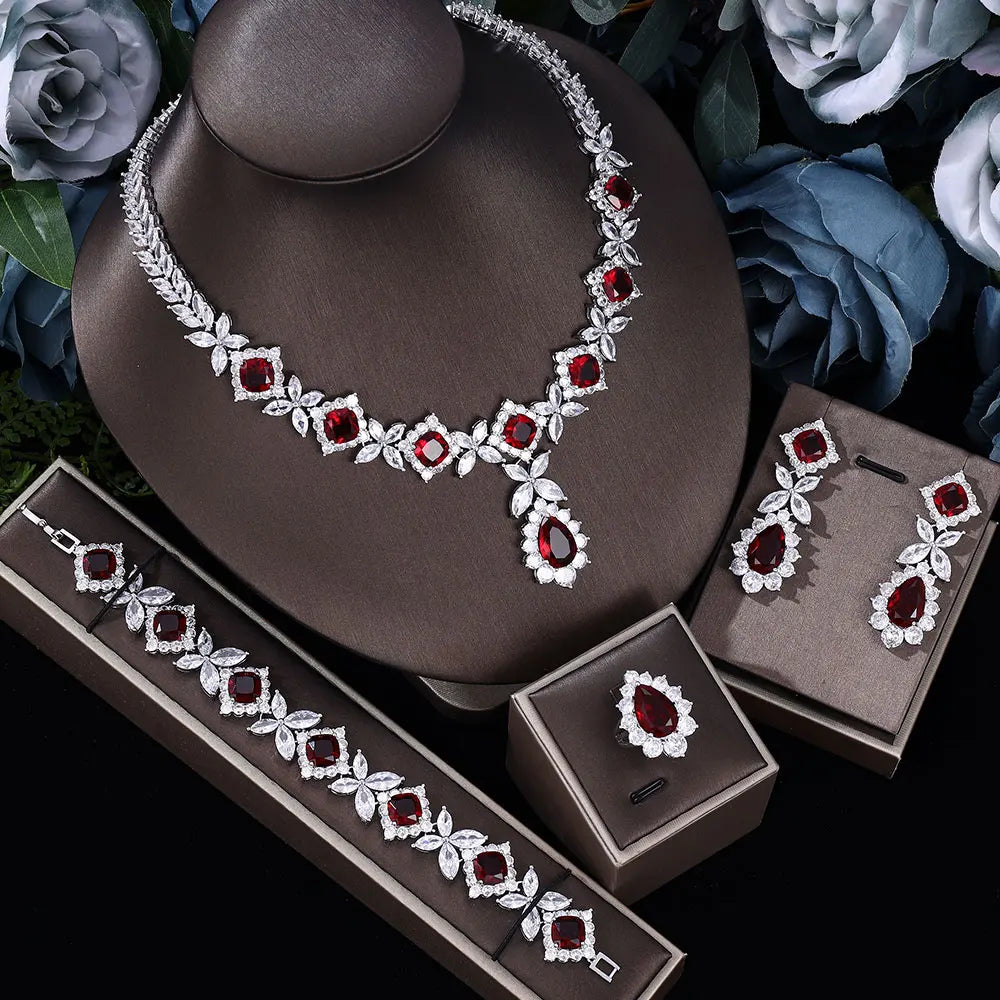 2024 Venta caliente conjunto de joyería nupcial de circon...