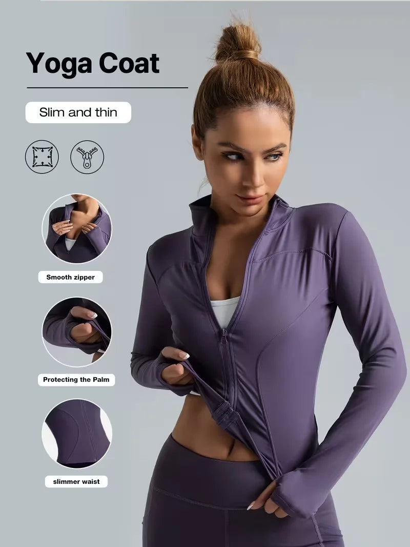 Chaqueta Deportiva Mujer Yoga Running Cuello Alto Secado Rápido