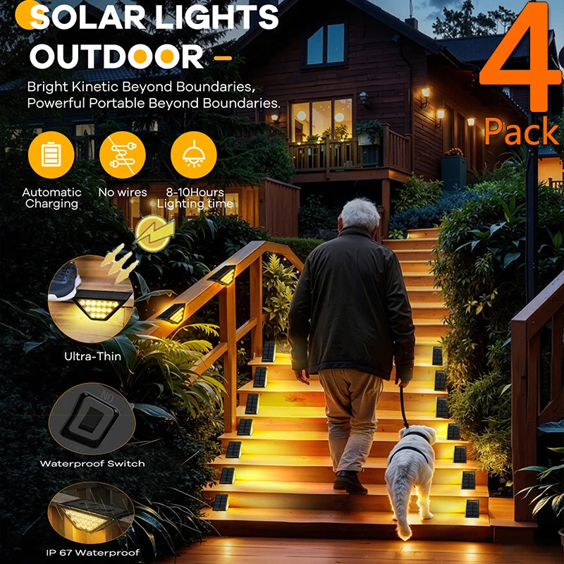 Luz Solar para Escaleras Exteriores, 3000 K Blanco Cálido...