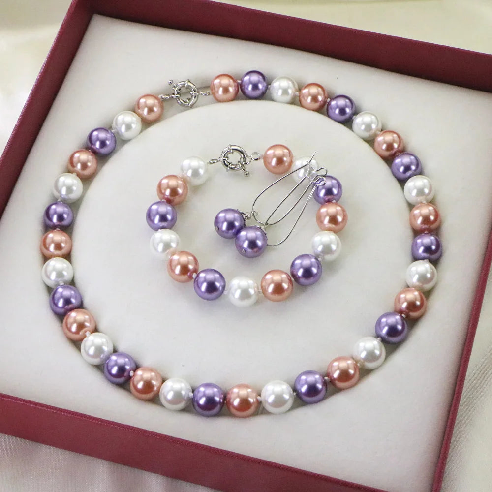 Conjunto de collar y pulsera con cuentas redondas de conc...