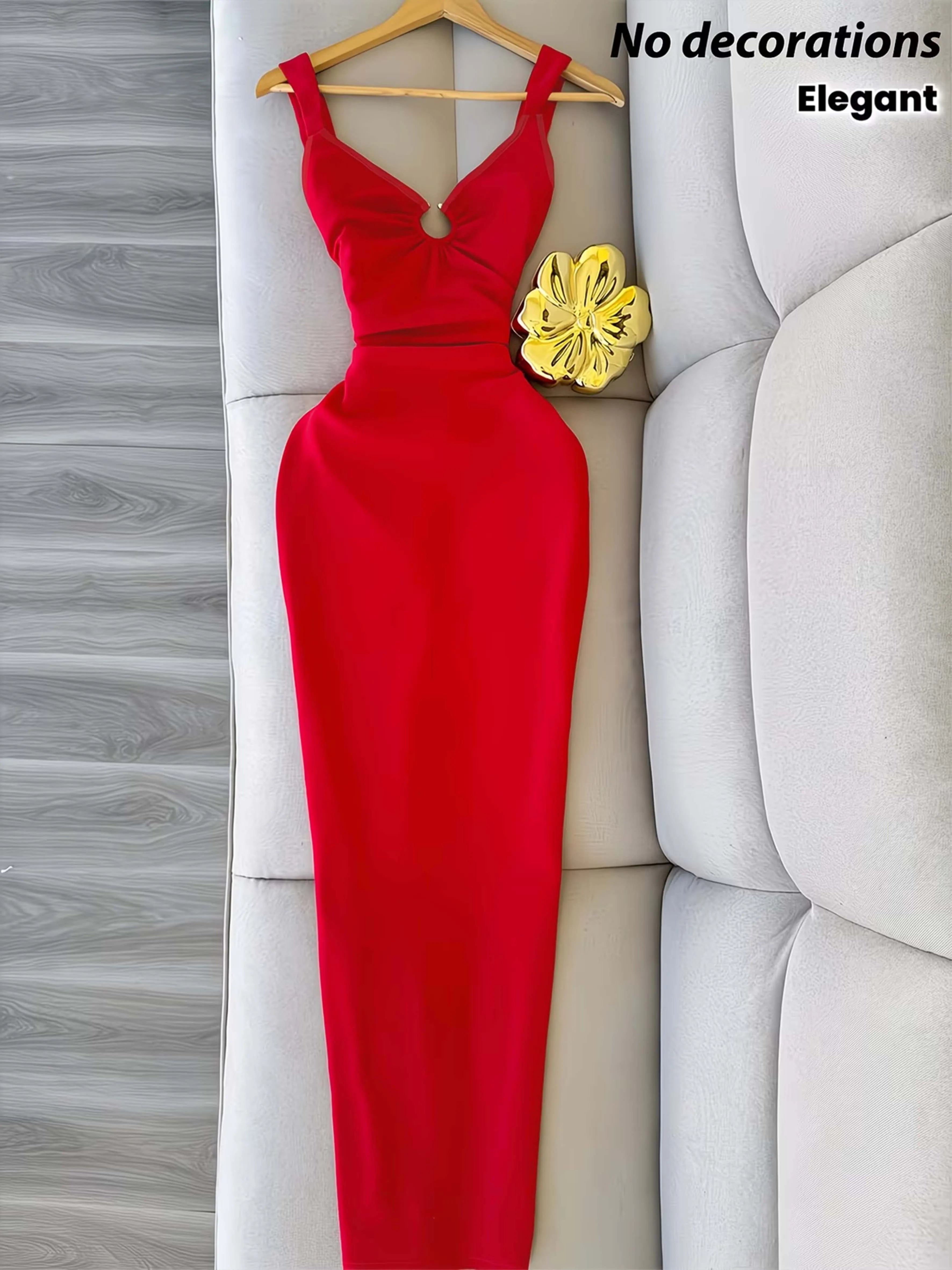 Vestido de Mujer para las Cuatro Estaciones, Color Sólido...