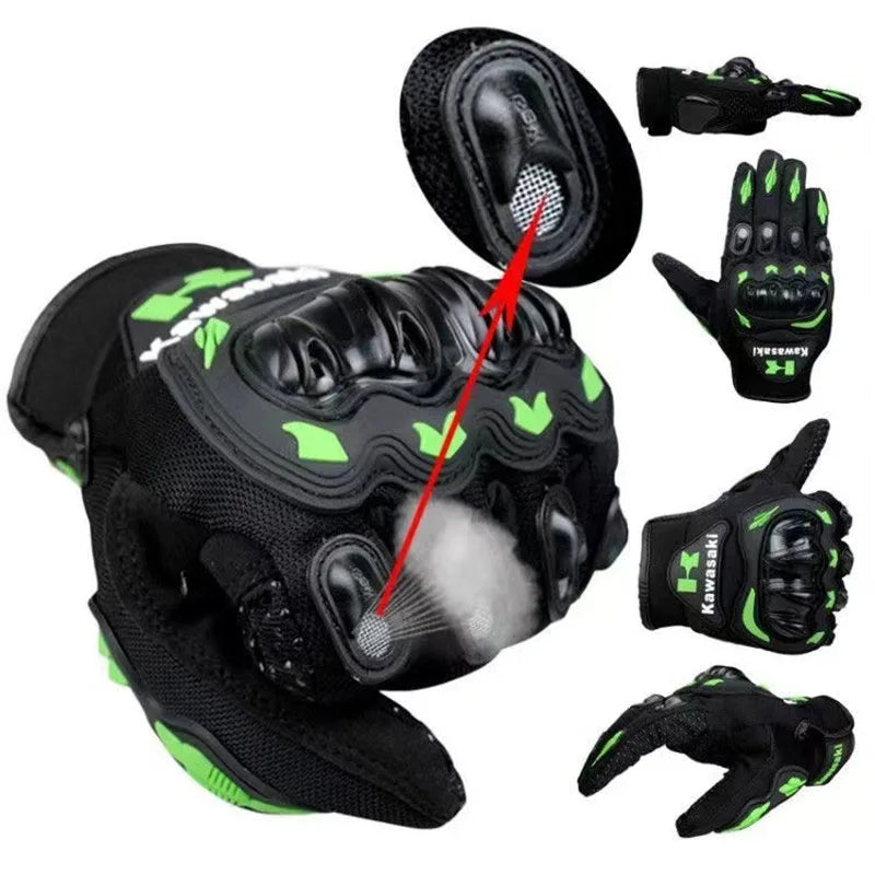 Guantes Kawasaki Dedo Completo Moto Off-Road Antideslizantes