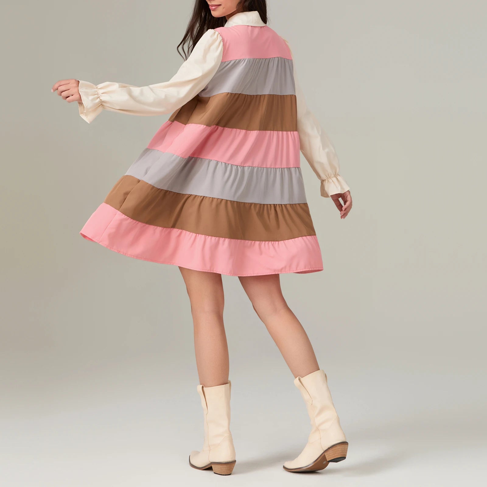 Minivestido camisero con estampado a cuadros para mujer, ...