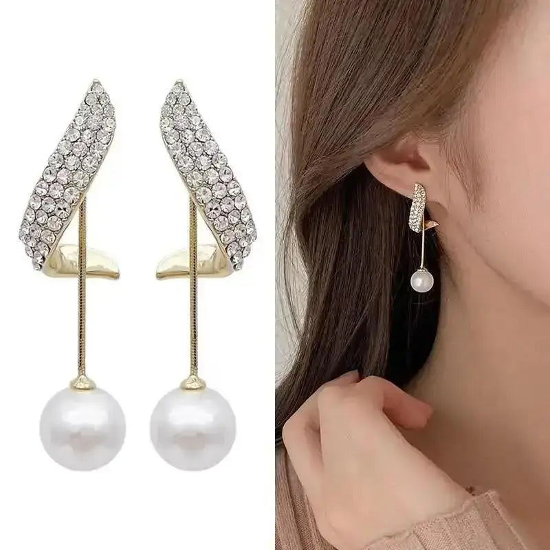 Pendientes de borla de perlas de moda coreana con aguja d...