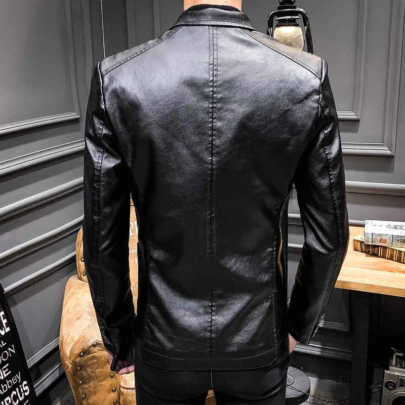 Nuevas chaquetas de cuero ajustadas de primavera para hom...