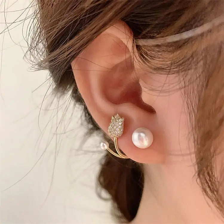 Pendientes de cisne de cristal hueco de aguja de plata 92...