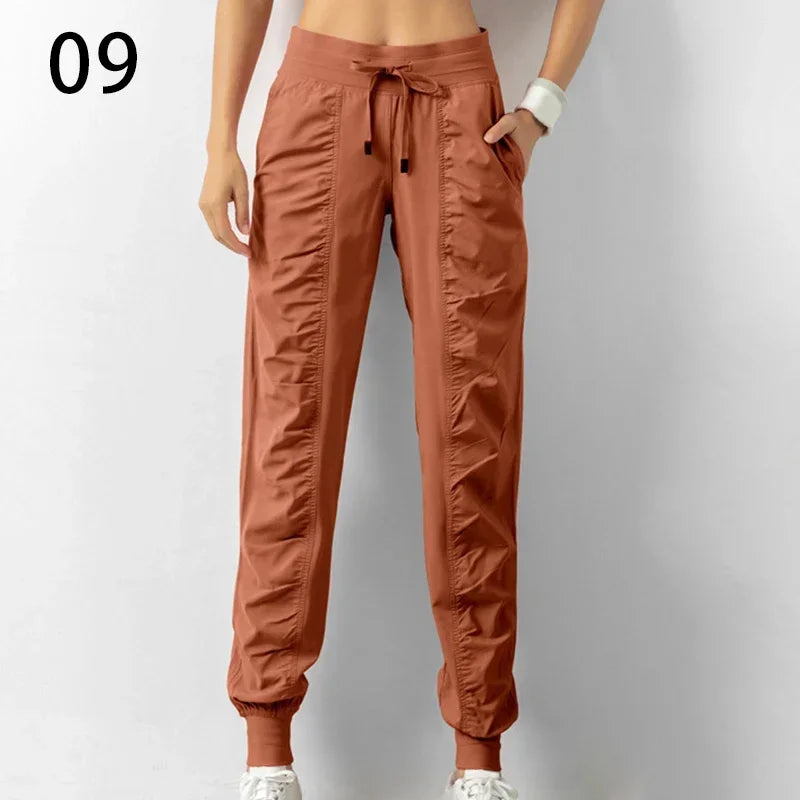 Pantalones de chándal de tela con cordón para correr, pan...