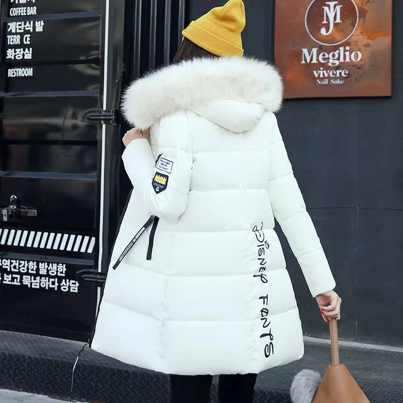 Abrigo parka de invierno para mujer con cuello de piel y ...