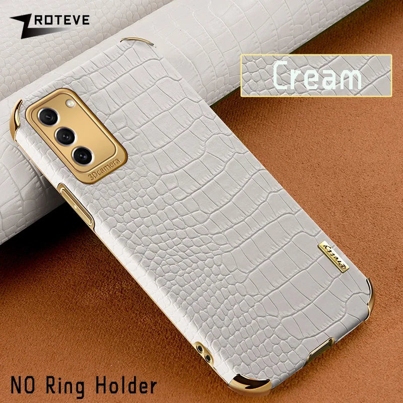 ZROTEVE S25 Ultra crocodile pattern phone case, black synthetic leather cover with textured crocodile design for durability.