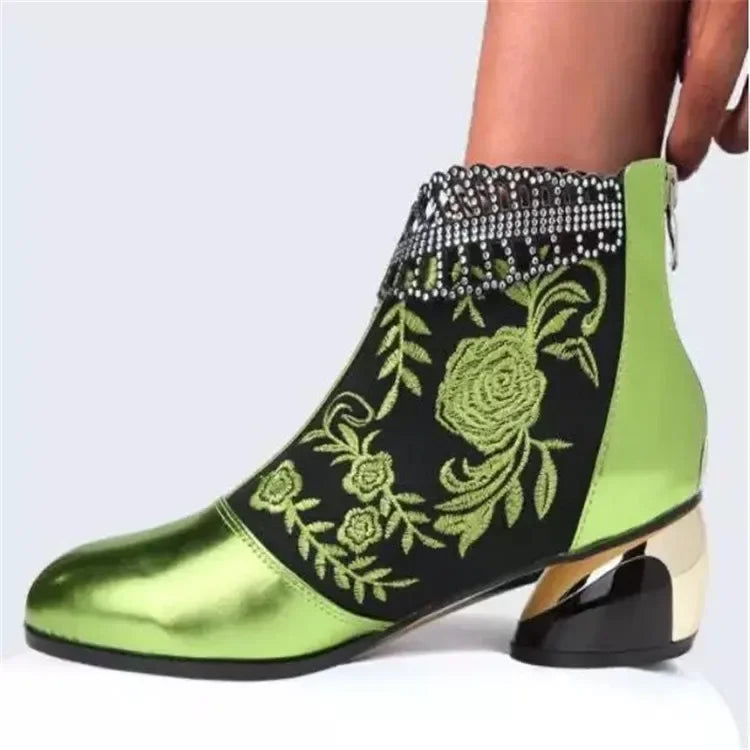 Nuevos botines, zapatos De Mujer, Botas De cuero bordadas...