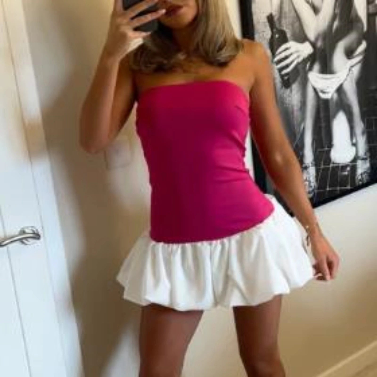 Vestido corto sin tirantes para mujer, minivestido Sexy d...