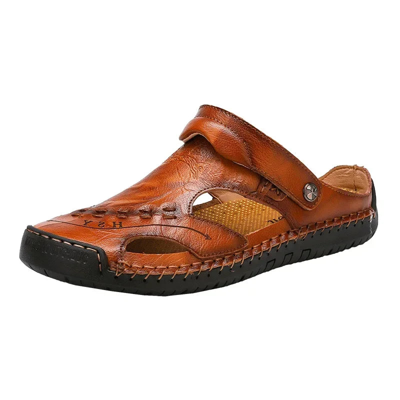 Sandalias de cuero genuino para hombre, zapatillas de ver...