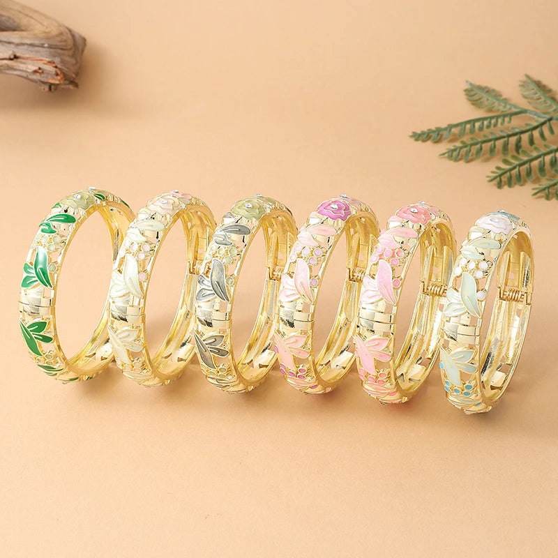 Pulseras de esmalte con flores de rosa Jardme para mujer,...