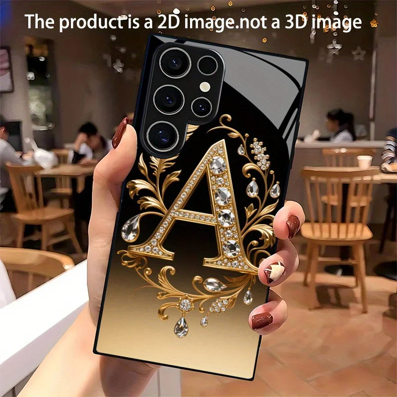 Tempered glass phone case with feather design, featuring a clear protective cover and decorative feather pattern by Corporación Turística