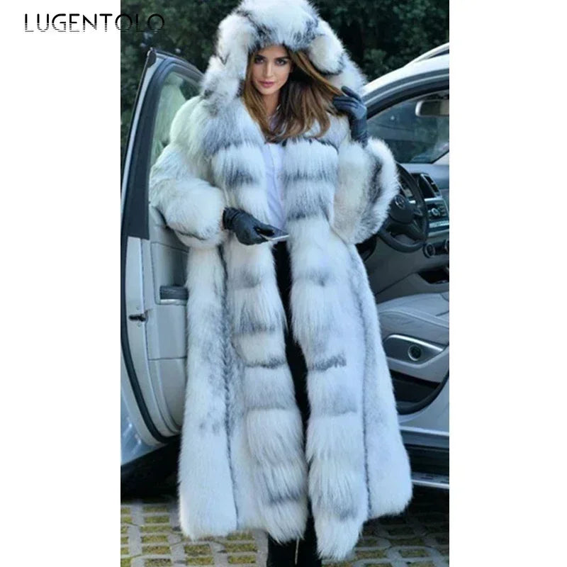 Abrigo de piel sintética para mujer, moda de invierno, ab...