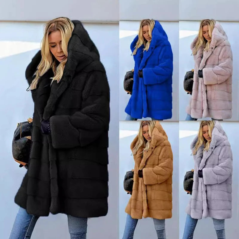 Abrigo cálido de piel sintética para mujer, sudaderas con...