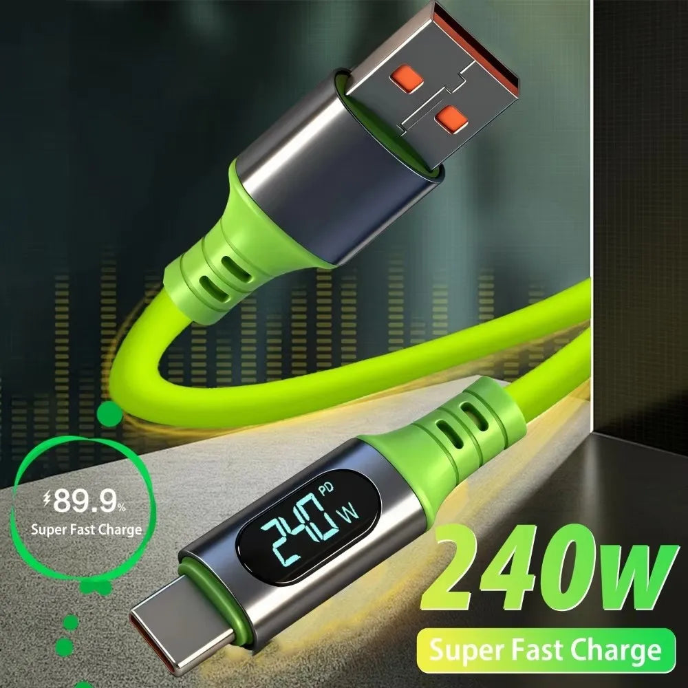Cable USB-C PD240W 6A Carga Rápida con Pantalla Digital - Corporación Turística